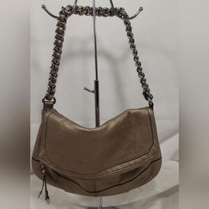 B. Makowsky Gold Metallic Leather Hobo Shoulder Bag.